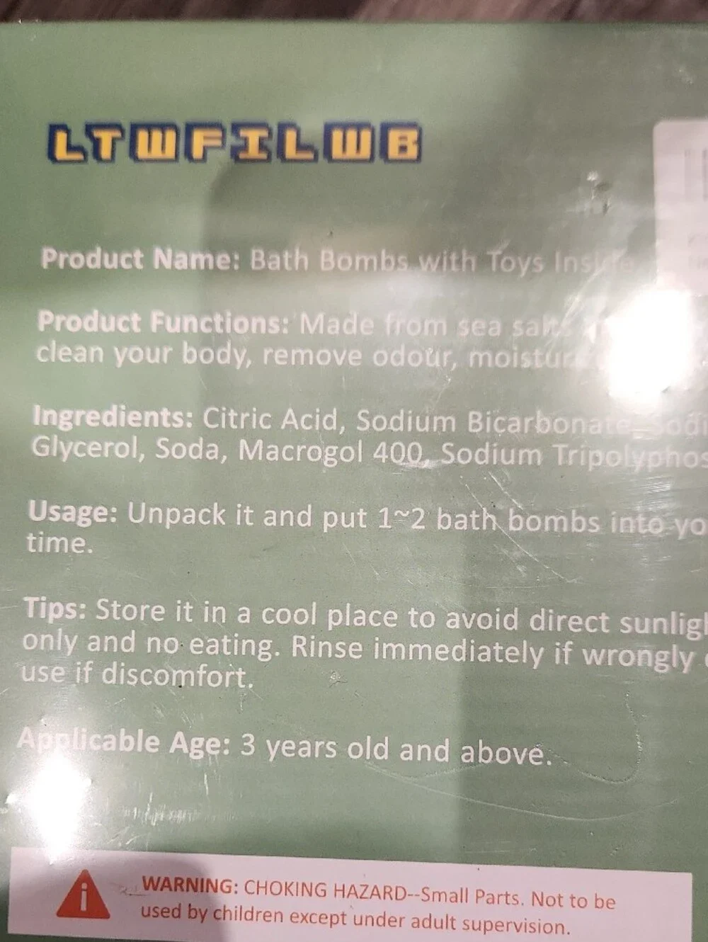 NWT LTWFILWB Kids Bath Bombs for Kids w/Surprise Inside - Green